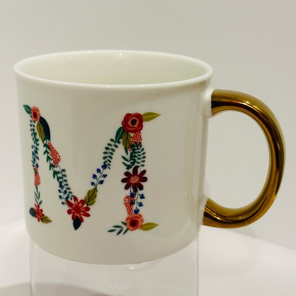 Opalhouse Monogram Letter *M * Floral Porcelain Coffee Mug Tea Cup (003990) - Picture 2 of 5